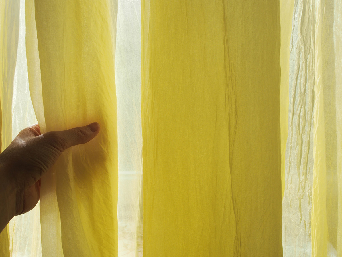 Yellow silk curtain